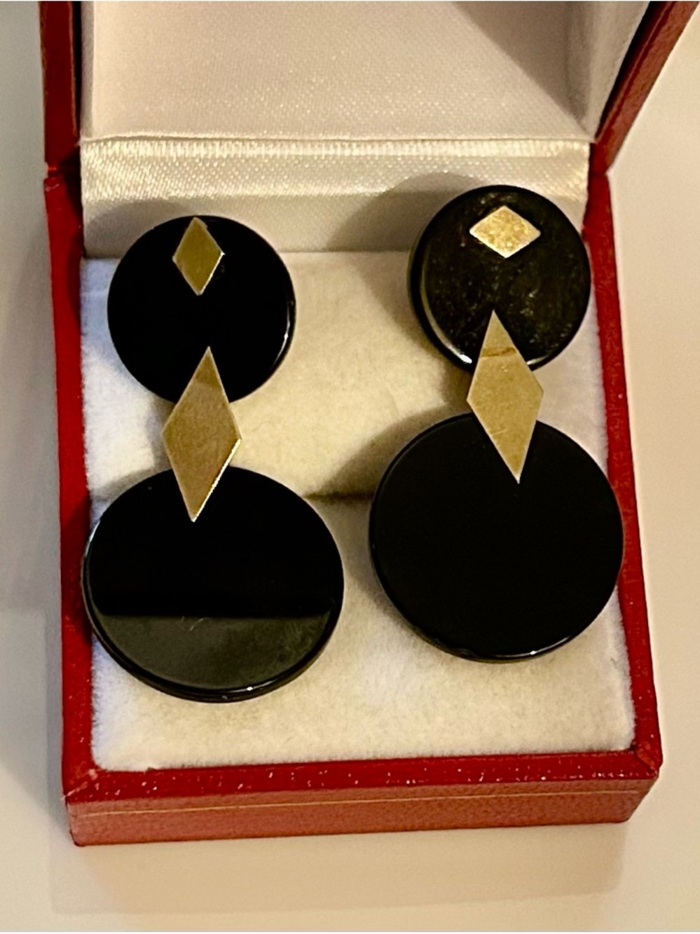 Black and Gold Geometric Drop Earrings - Women Jewelry